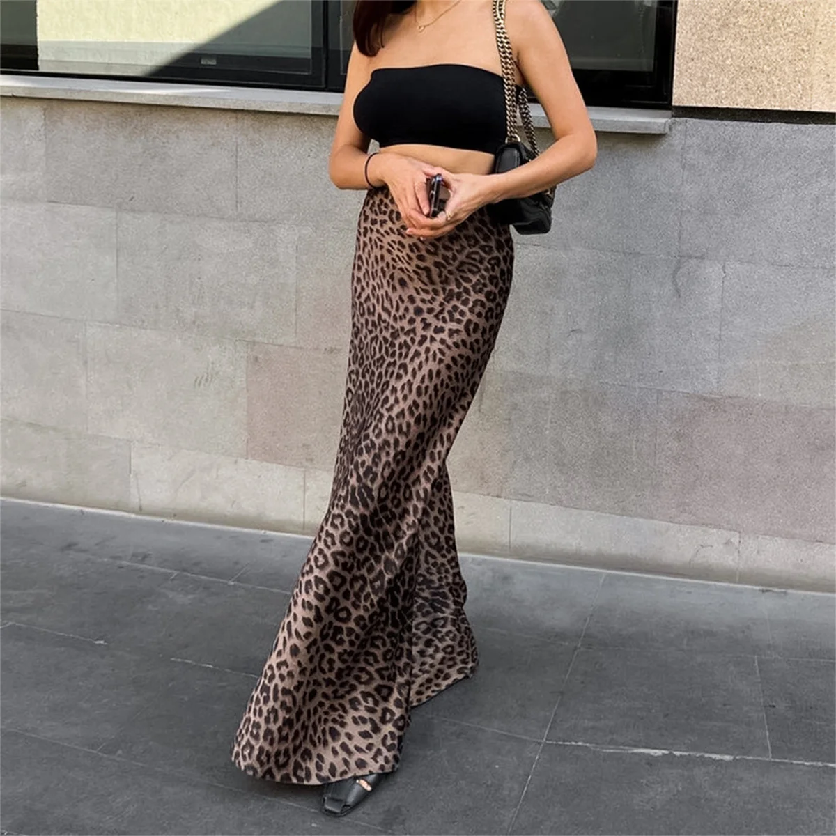 Vintage Leopard Print Trumpet Skirts Female 2024 Street Chic High Waist Long Skirt Spring Summer Office Slim Zipper Sexy Skirts