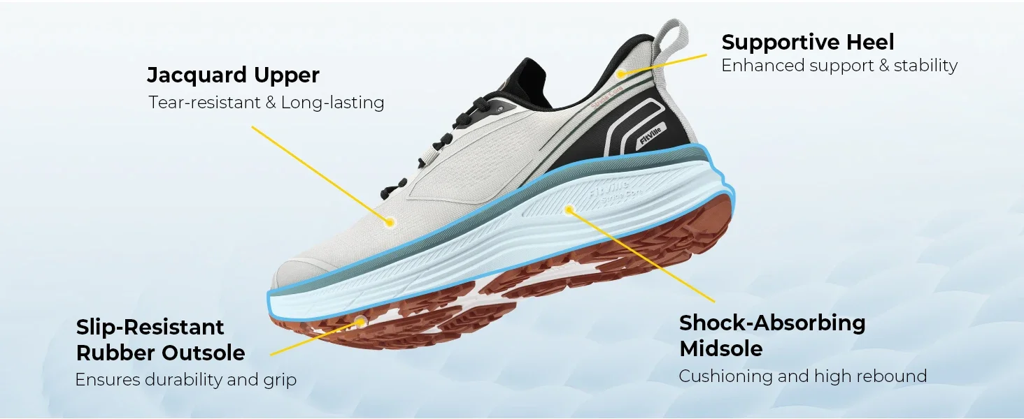 FitVille Herren-Sportsneaker mit breiter Zehenpolsterung, atmungsaktive Freizeitschuhe zum Gehen und Laufen, bequeme Jogging-Schuhe für Männer. – Detail 5