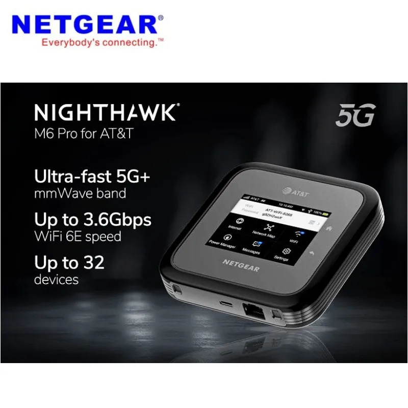 Nighthawk M6 Pro Router Hotspot seluler, 5G WiFi 6E dengan 5G mmWave dan Sub-6 band untuk AT&T