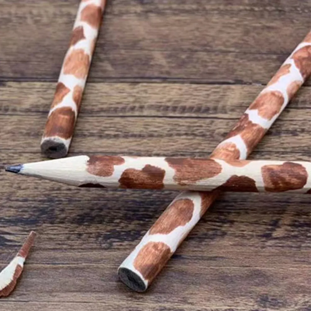 

12Pcs Animal Print Wooden Pencils Jungle Theme Cute Fun Hb Round Shape Giraffe Tiger Leopard Zebra Patterns Kids School Party