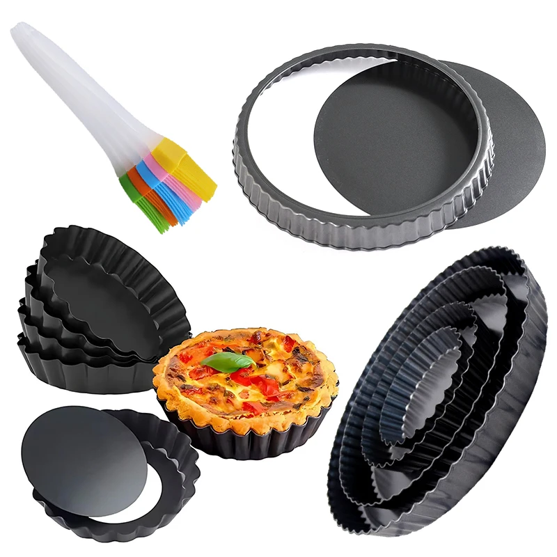 Molde para hornear pasteles, juego de cepillos de aceite, fondo antiadherente, tarta extraíble, pastel, Quiche, forma de flor, utensilios para hornear, cocina, suministros para hornear en casa ZYF