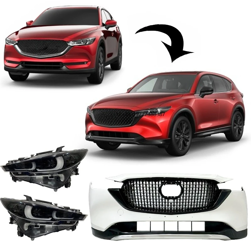 

High-Quality Car Front Bumper Headlight Old Model Upgrade Restoration New Bumper Car Light Surround Kit for CX-5 2022-2025