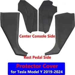For Tesla Model Y HW4.0 2024 Center Console Side Wall Anti-kick Protector Cover TPE Rest Pedal Side Guard Pad ModelY Accessories