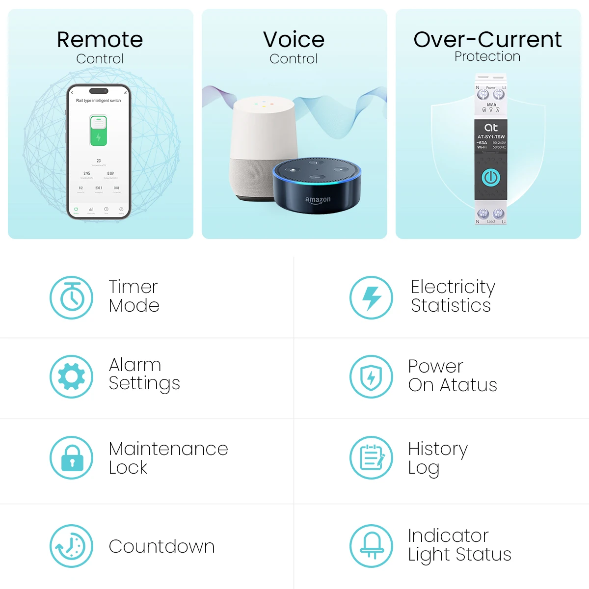 TUYA ZigBee قطاع دارة ذكي مفتاح ذكي 1P 63A DIN السكك الحديدية للمنزل الذكي لاسلكي للتحكم عن بعد واي فاي التبديل بواسطة APP ATELE #3