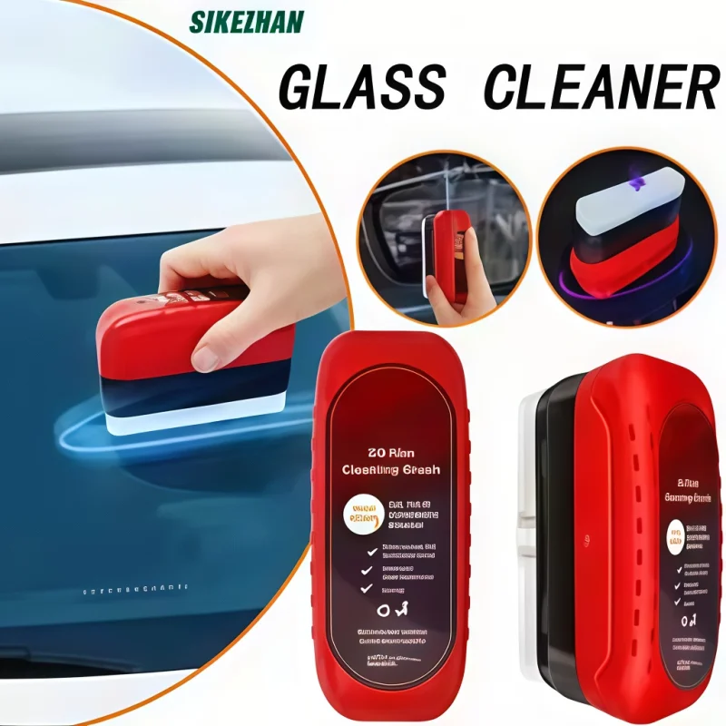 Ultra High Performance Glass Oil Film Cleaning Cloth for Front Windshield and Side Mirror with Red Strong Agent Car Dirt Brush
