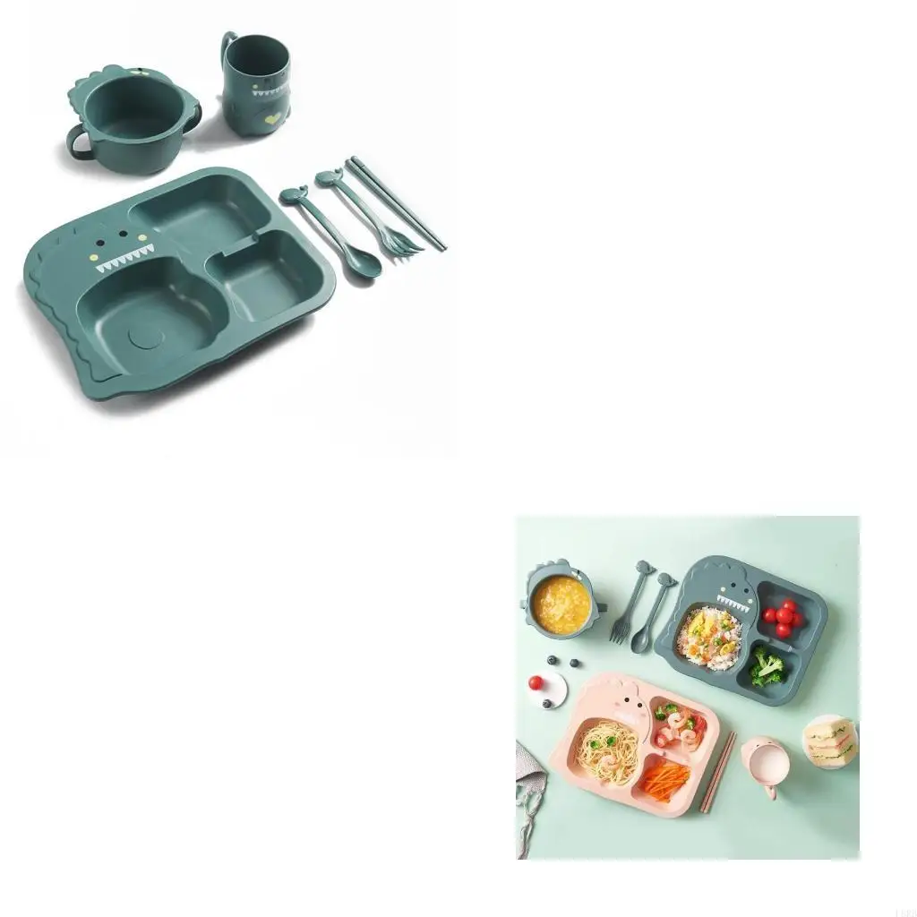 

6 шт. детские мягкие силиконовые мультяшные однотонные присоски, тарелки, чашки, наборы ложек и вилок, нескользящая детская без