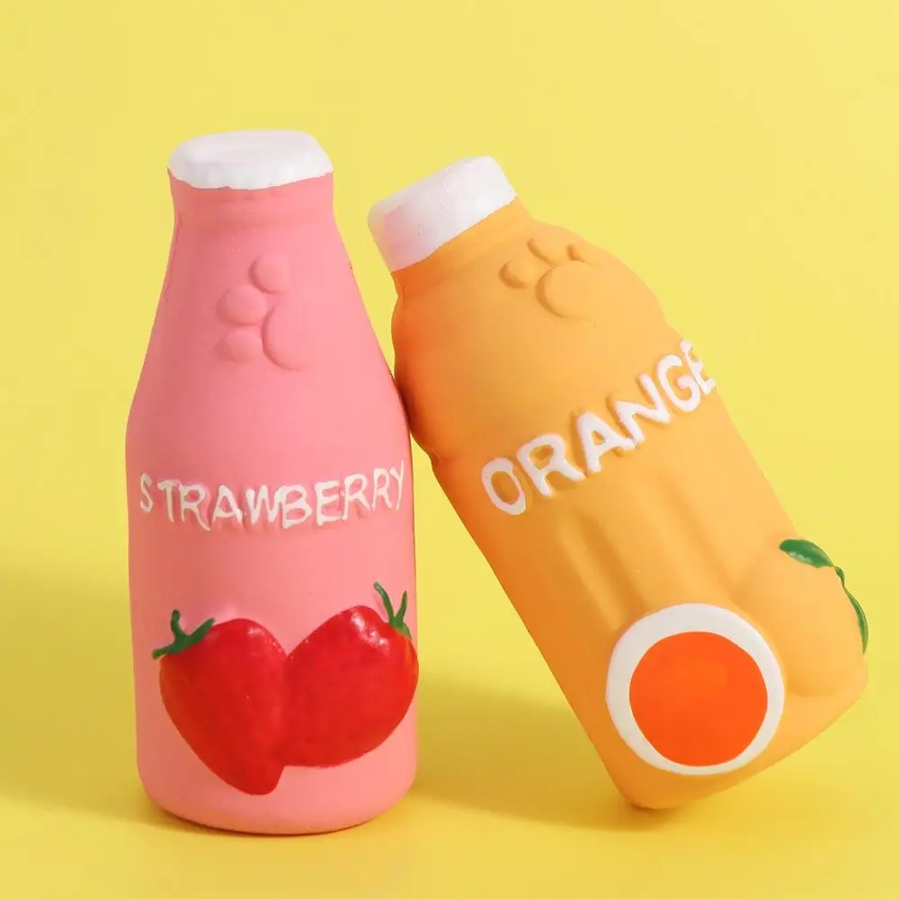 Funny Juice Bottle Shape Pet Latex Toys Bite Resistant Colorful Pet Chew Toy Soft Dog Squeaky Sound Toy Cleaning Tooth