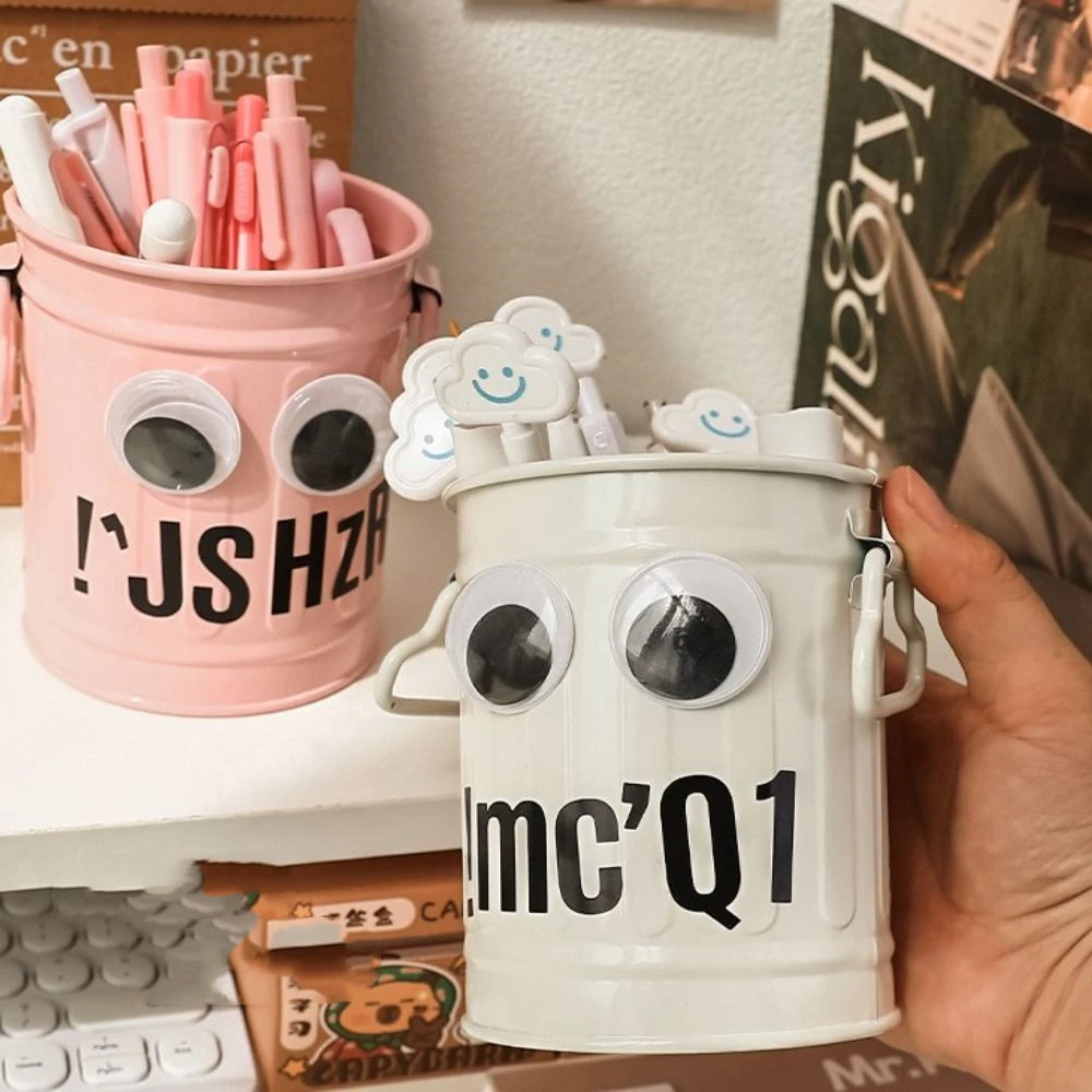 Креативный эстетический держатель для ручек с большими глазами, милый железный держатель для карандашей Kawaii, забавное ведро большой емкости для хранения, кисточка для макияжа