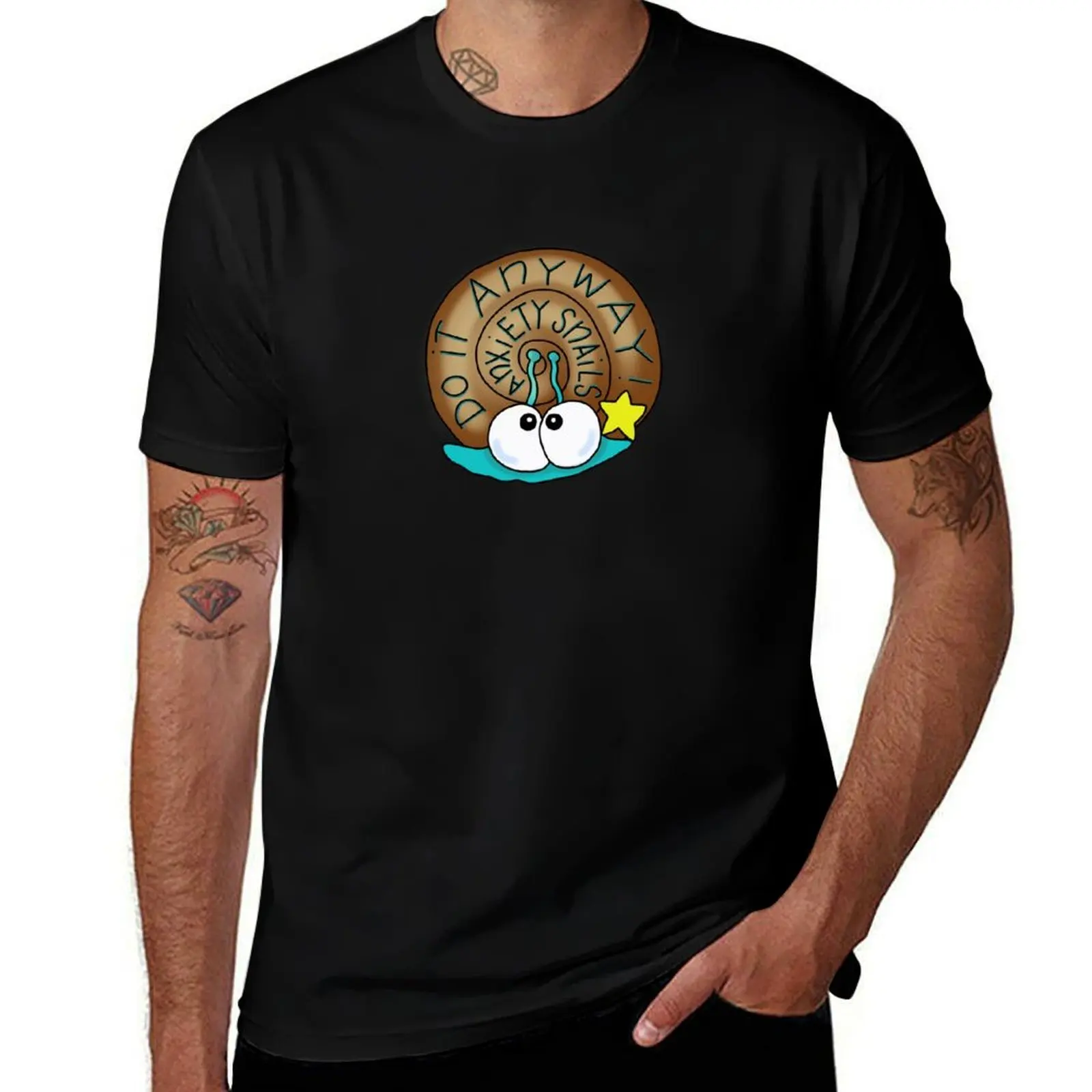 Anxiety Snails Do It Anyway T-Shirt Big Size Short Sleeve Casual Top T-Shirt