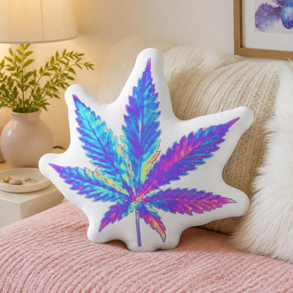 Holographic Weed Plush Pillow Cushion Irregular Stuffed Throw Pillow Home Decor Gift Sofa Bed Couch