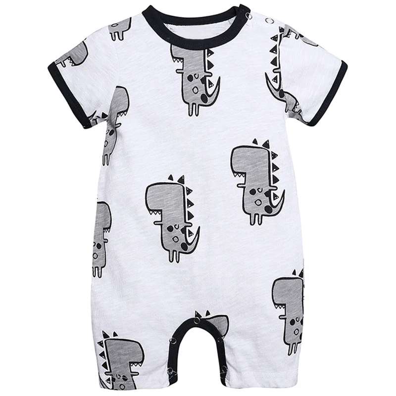 Sommer Baby Kleidung koreanischen lässigen Cartoon niedlichen Dinosaurier Kurzarm Baumwolle Druck Overalls Stram pler Neugeborenen Kleidung bc1334