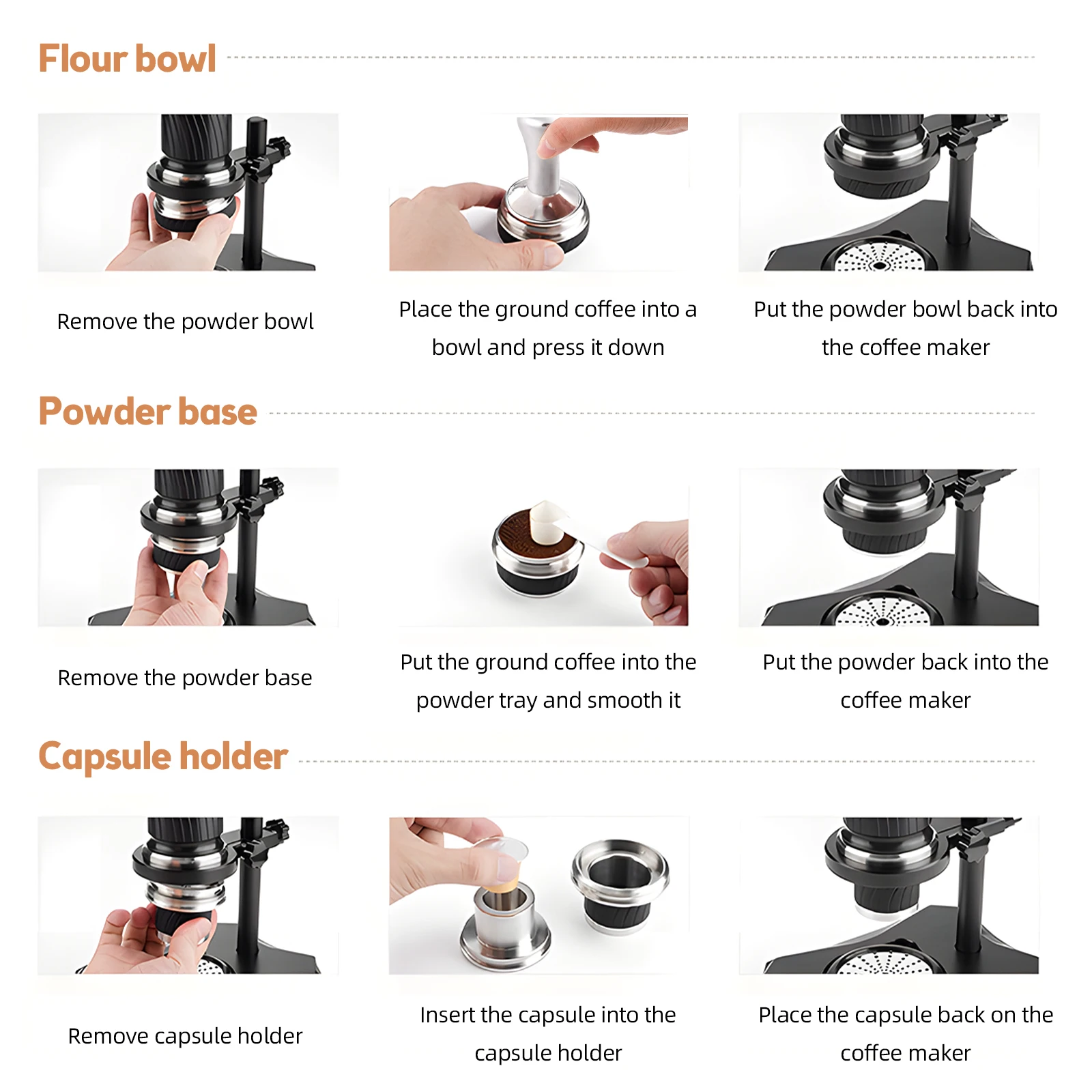 Portable Espresso Machine 9-12Bar Variable Pressure Manually Operated Compact Travel Coffee Maker Manual for Home Outdoor