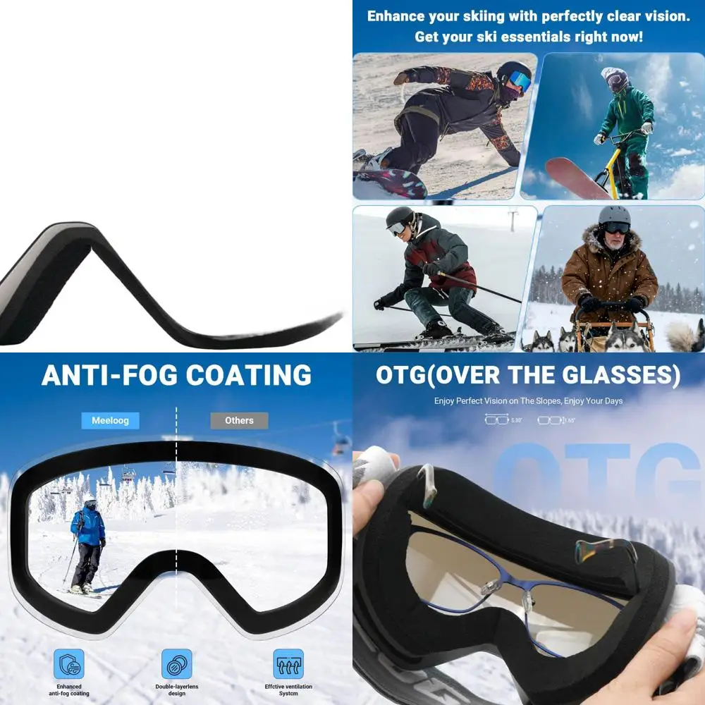 

Frameless Ski Goggles with Interchangeable Lenses, UV-Protected Snow Goggles for Men, Women, and Youth
