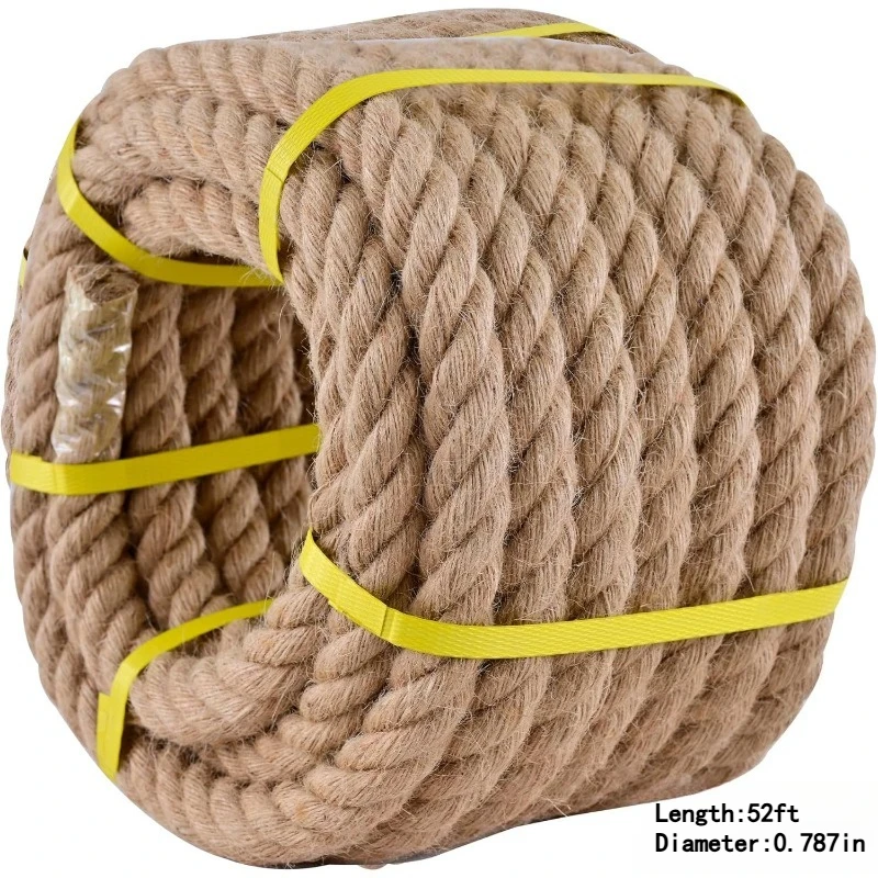 16 Meter Natural Heavy Jute Rope 20Mm Thick for Handicrafts Garden/Wall Decor Ships Railings Hammocks Tug-Of-War Multi-Purpose
