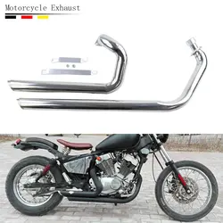 Motorcycle For Yamaha Virago XV 535 XV 400 Exhaust Pipe Chrome Drag Pipes Full Muffler System Silencers XV535 XV400