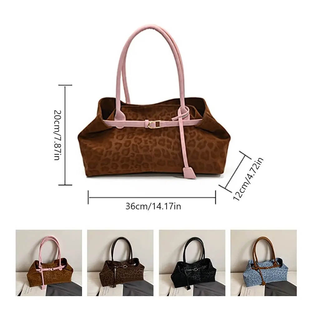 Stylish PU Leopard Print Tote Bag Versatile Casual Satchel Large Capacity Women's Shoulder Bag Travel image 6