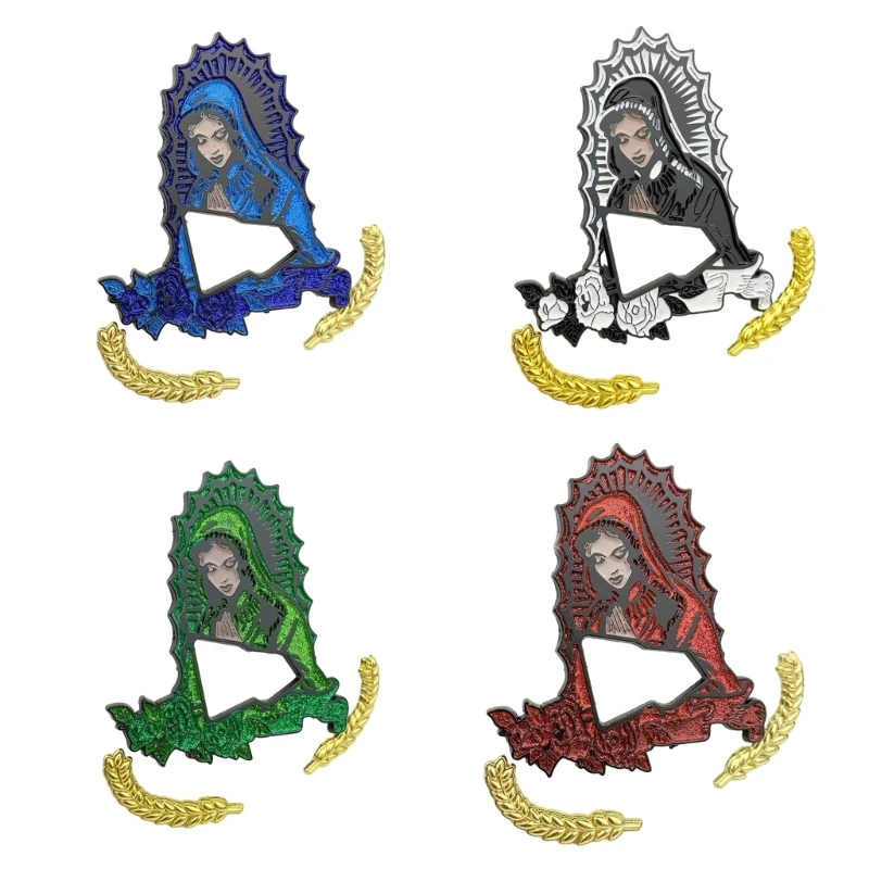 

Elegant Hat Decorative Pin for Believers of Virgin Religion Unisex Enamel Badge