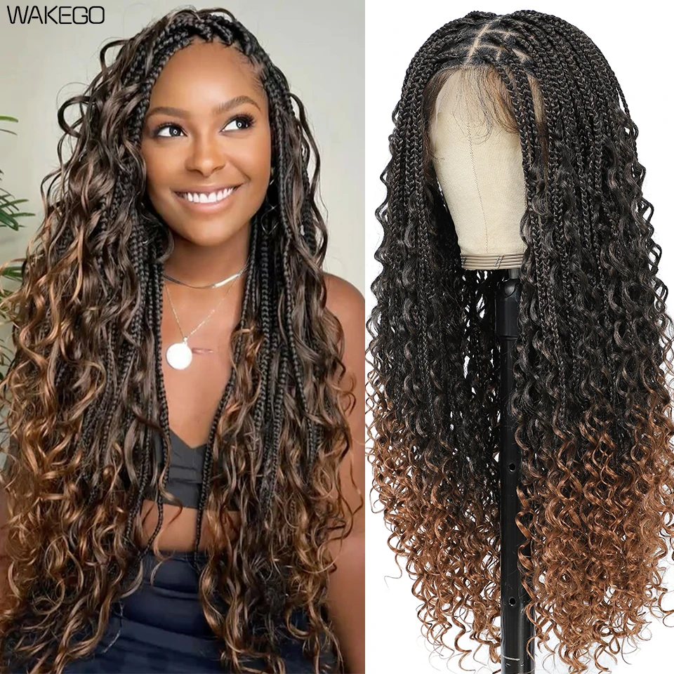 

Synthetic and Blend Lace Brakked Wigs For Wan Braid Wigs Glueless 24 inch Goddess Box Braids Crochet Hair Wigs with Baby Hair