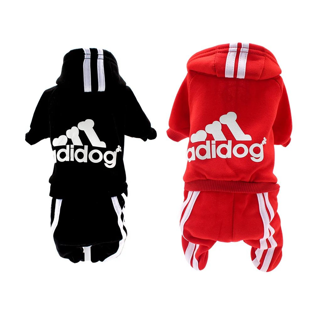 4 Legs Sweatshirt Adidog Stripes Puppy Clothes Soft Warm Pullover Dog Winter Jumpsuit Dog Hoodies for Small Medium Dogs Cats