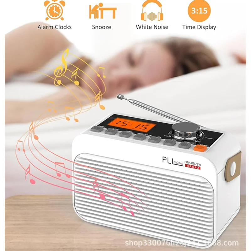 시계 디스플레이가 있는 휴대용 풀 밴드 FM AM SW 라디오, 홈 야외 무선 카드, 블루투스 스피커 라디오, USB TF 카드 지원
