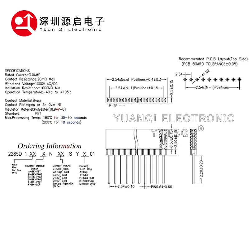 5PCS 1x40 PIN Single Row Straight FEMALE PIN HEADER 2.54MM PITCH Pin Long 12MM Strip Connector Socket 1*40 40 PIN 40P PC104