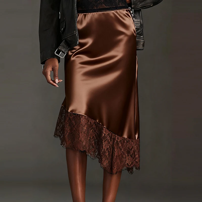 

Модная юбка с кружевными вставками для клубных вечеринок, элегантная юбка с принтом в горошек, асимметричная летняя юбка, повседневная женская юбка с высокой талией для работы и отдыха