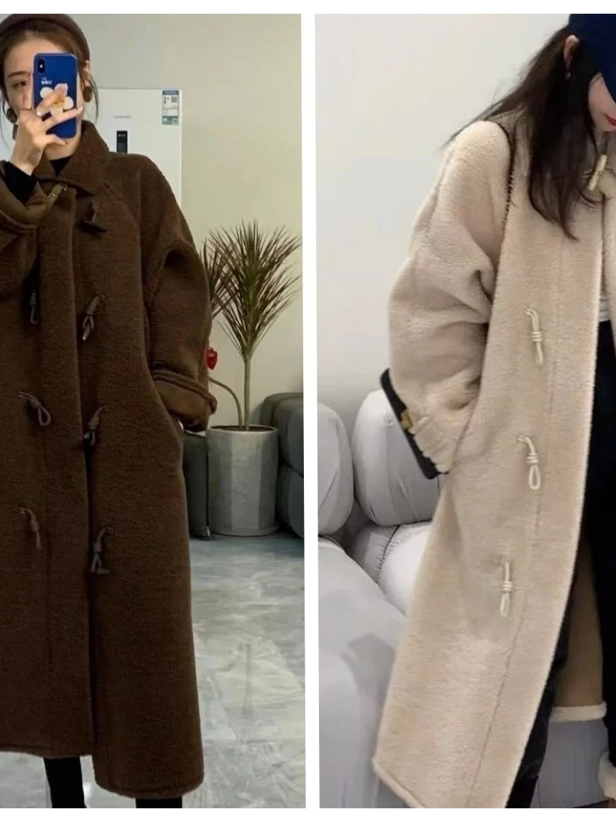 

Lamb Fur Jacket Thickened Winter New Year Long Style Integrated Leather And Fur Eco-friendly Fur Coat Korean Style Loose Fit