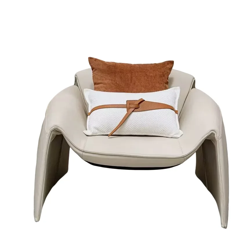 Cotton Linen Texture Orange Leather Waist Pillow Case Cushion Cover With Pu Belt 30X50CM