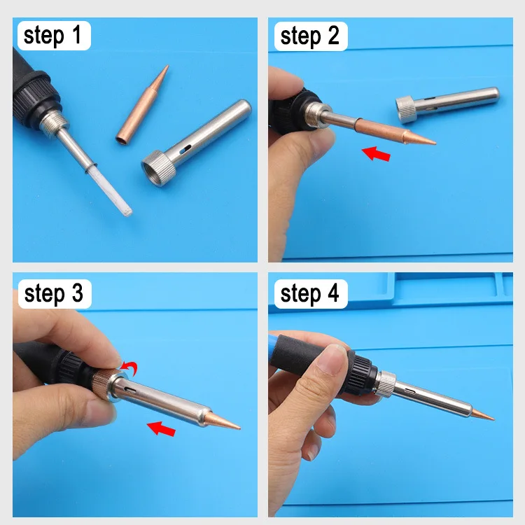 900M-T Soldering Iron Tips Head Set Inside Hot Bare Copper 5Pcs I+B+K+2.4D+3C Soldering Iron Pure Copper Electric Welding Tool