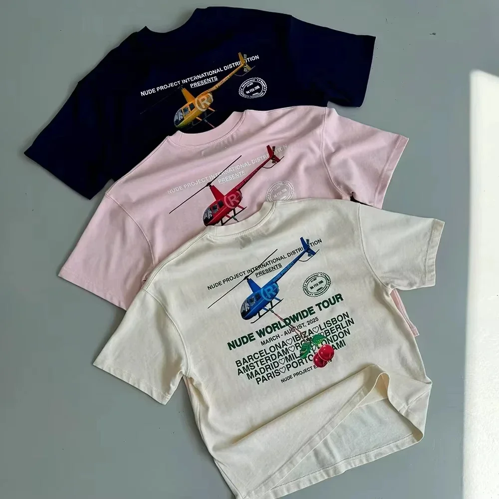 

2025 South America New Trendy Printed Scuffers Men and Women Surf Vacation T-shirt Luxury Brands Street Cotton Short Sleeves Top