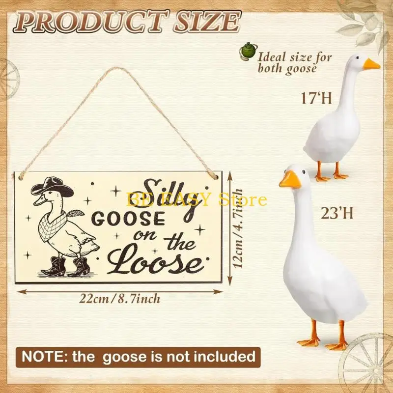 Afbeelding 7: E28F Funny Guard Gooses Sign Natuurlijk Hout Weerbestendige Tuinen Waarschuwingsplaat