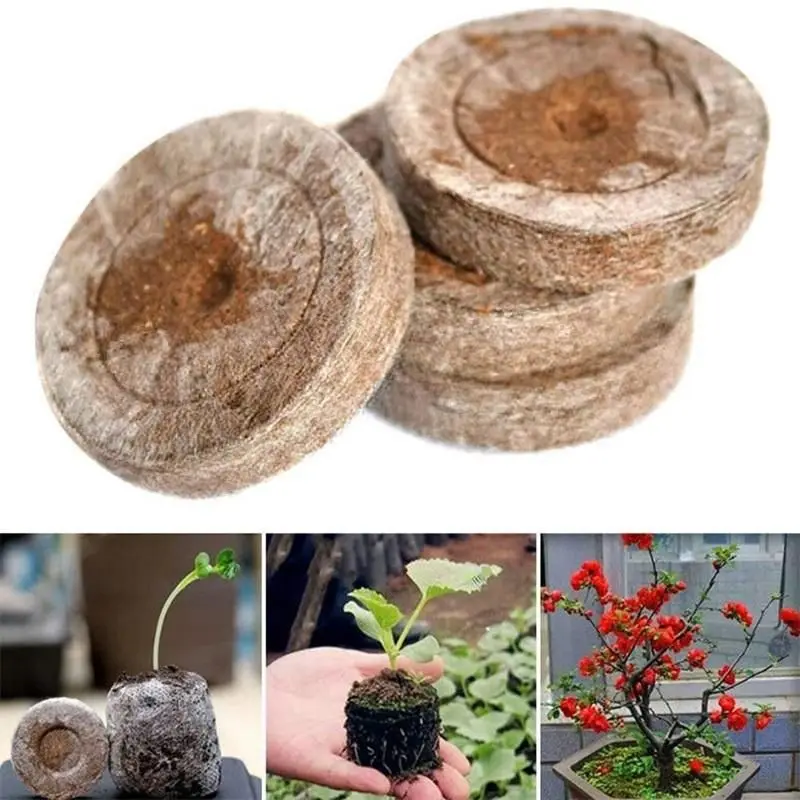 10PCS Compressed Nutrient Soil Nursery Block Peat Pellets for Garden Flowers Planting seedling blocks for Seedling Cultivation