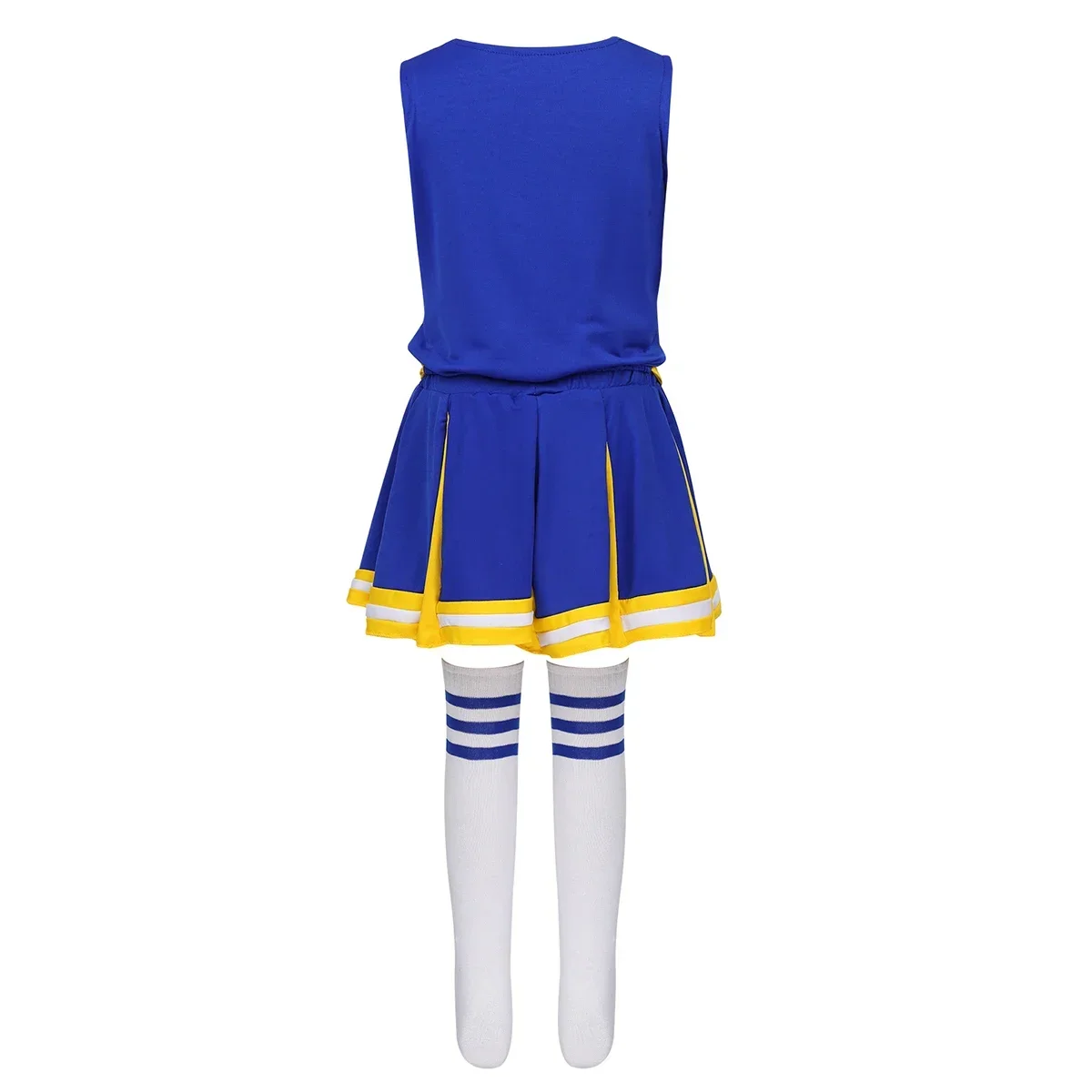 Kids Sleeveless Tops with Pleated Skirt Socks Outfit Stage Performance Jazz Dance Costume School Girls Cheerleading Uniform