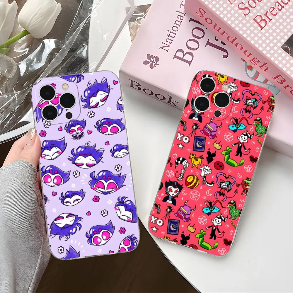 حافظة هاتف محمول H-Helluva Boss لهاتف iPhone 16 15 14 13 12 11 X XR XS 8 6 Pro Max Plus غطاء حماية صغير بلون واضح جميل