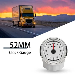 52mm Clock Meter Gauge 12 Hour Format with 8 Colors Backlight for Car Boat Motorcycle Universal 12V 24V