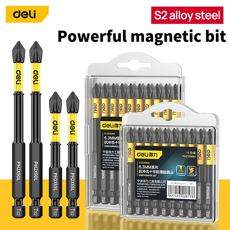25/50/65/70/90/150mm 10 Stück Phillips-Schraubendreher-Bits Rutschfest Stoßfest S2-Stahl Magnetischer Sechskantschaft Schlitz-Set