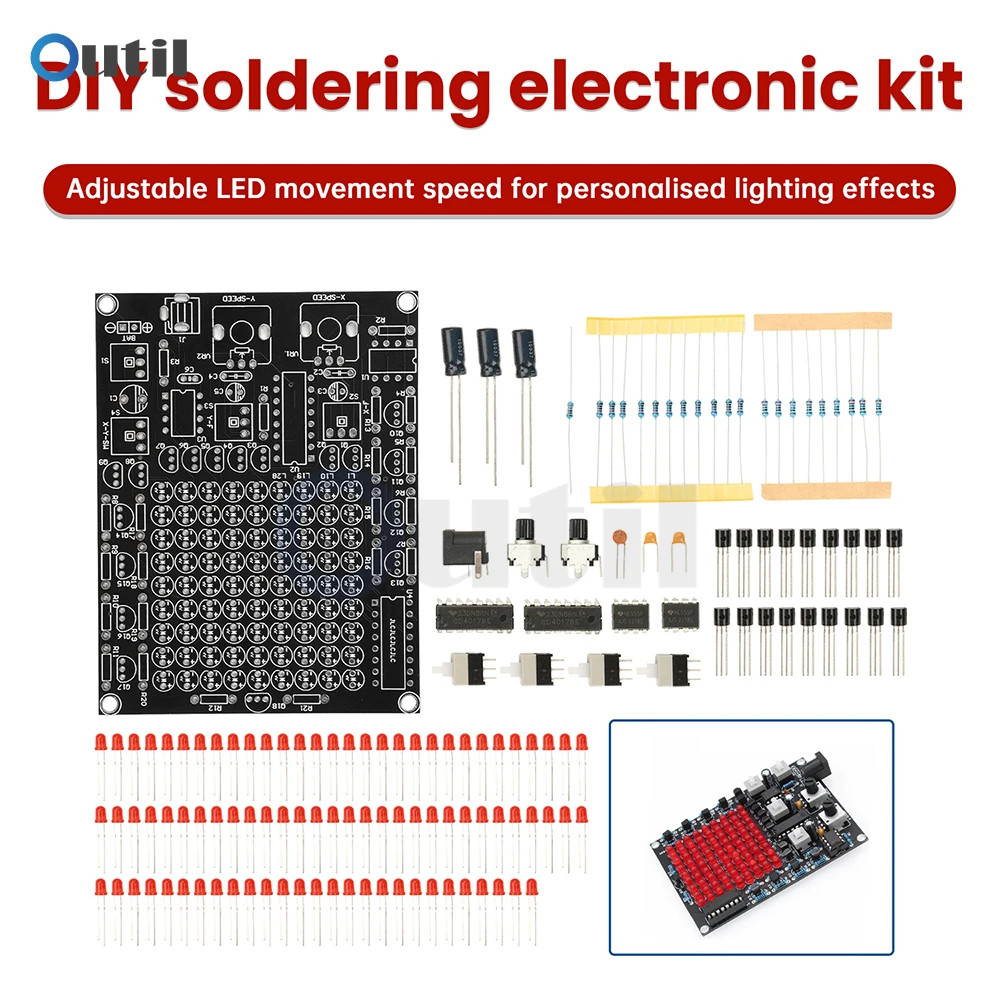 Kit electrónico DIY, Kits de luces de seguimiento LED, eje X/Y, flujo de velocidad ajustable, luz de agua, LED intermitente, punto de seguimiento, soldadura divertida