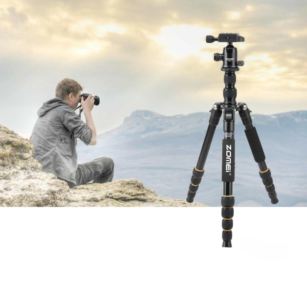 

ZOMEI Q666 Professional Tripod with Ball Head Aluminum Alloy Portable Camera Stand for DSLR Camera Outdoor Photography Shooting