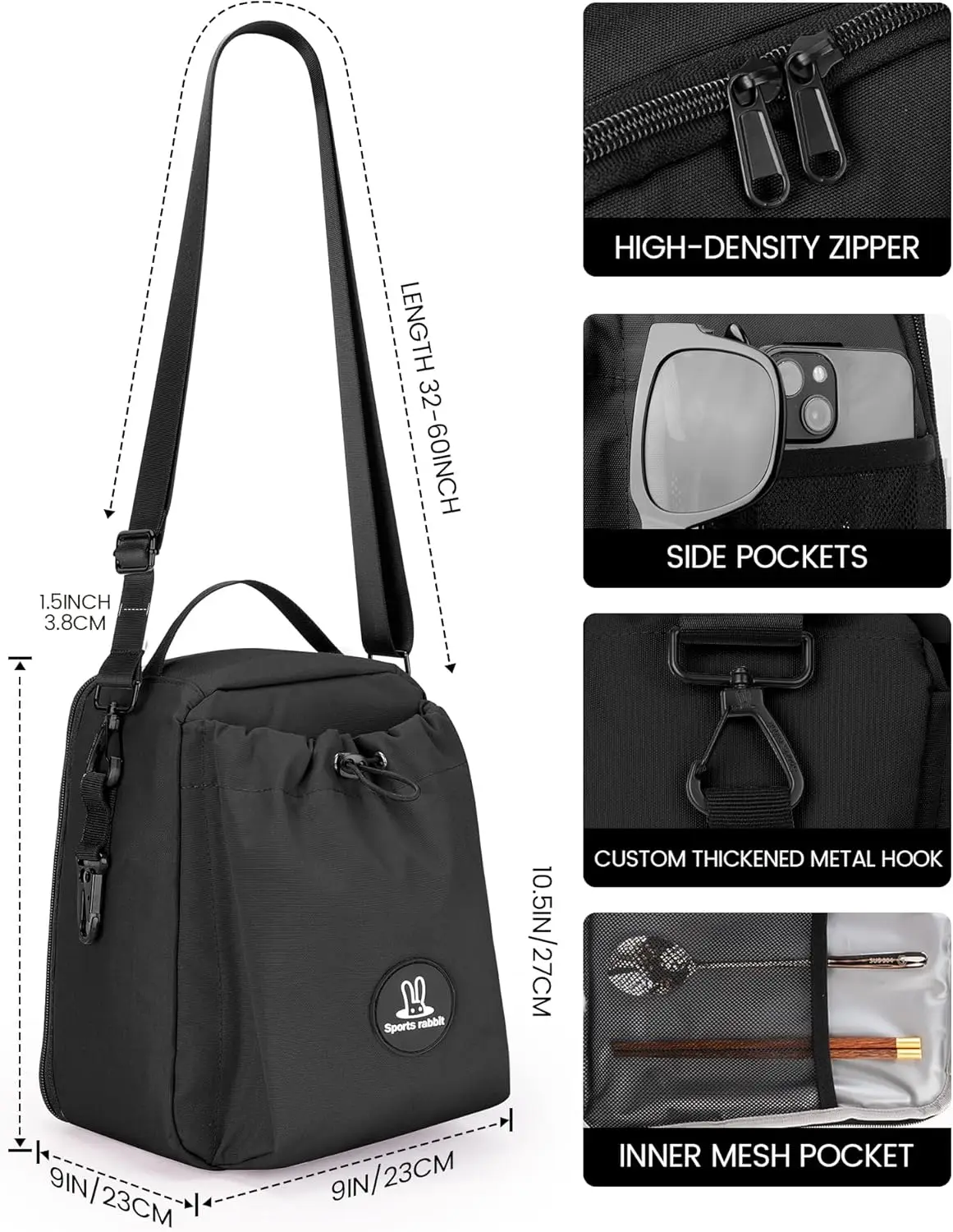 Sports rabbit Insulated Lunch Bag for Men & Women – Lunch Bag with Water Bottle Holder, Compatible with 40/30oz Stanley Cups, Ad