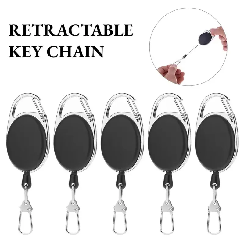 5/15/30pcs Multifunctional Keychain Tag Clip Name Badge Holder Reel for Keys Easy Pull Belt Keyring Cord Badge Reels Retractable