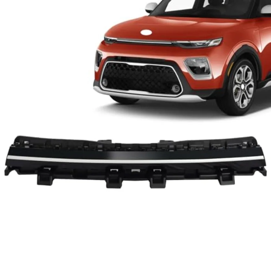 

JX RACING Front Upper Grille for Kia Soul 2020-2022 Black with Silver Trim Plastic Bumper Garnish Radiator Grill