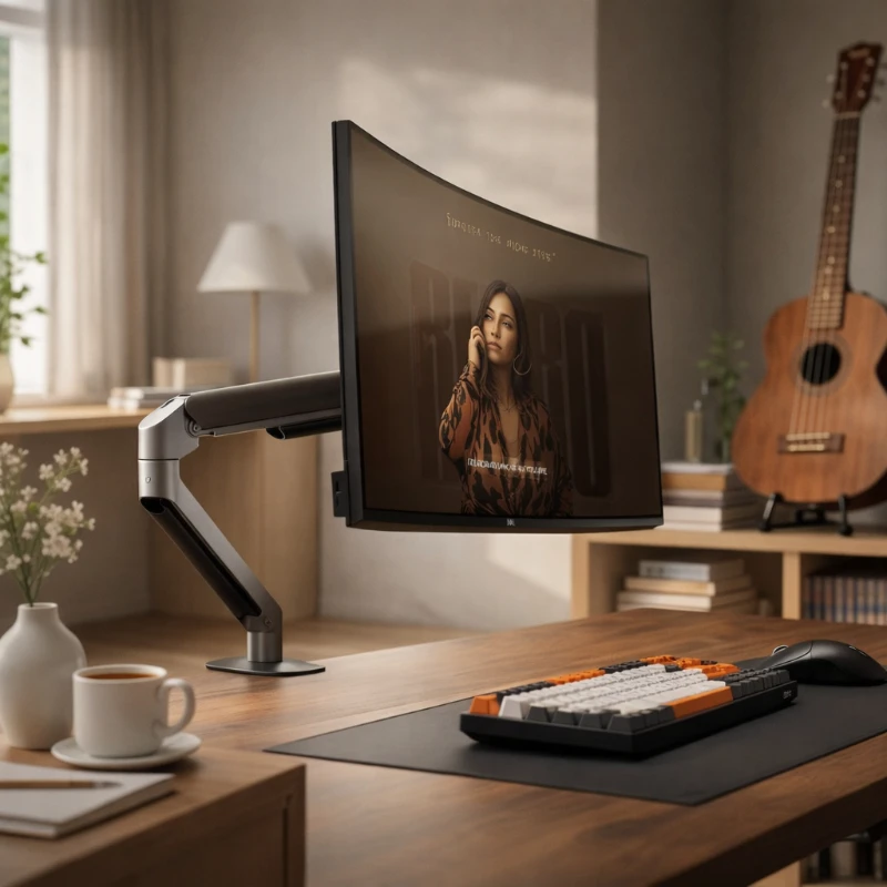 Monitor Arm Bracket No-drill Lift 3D Rotation Quick Install Stable Computer Screen Desktop Heightening Stand