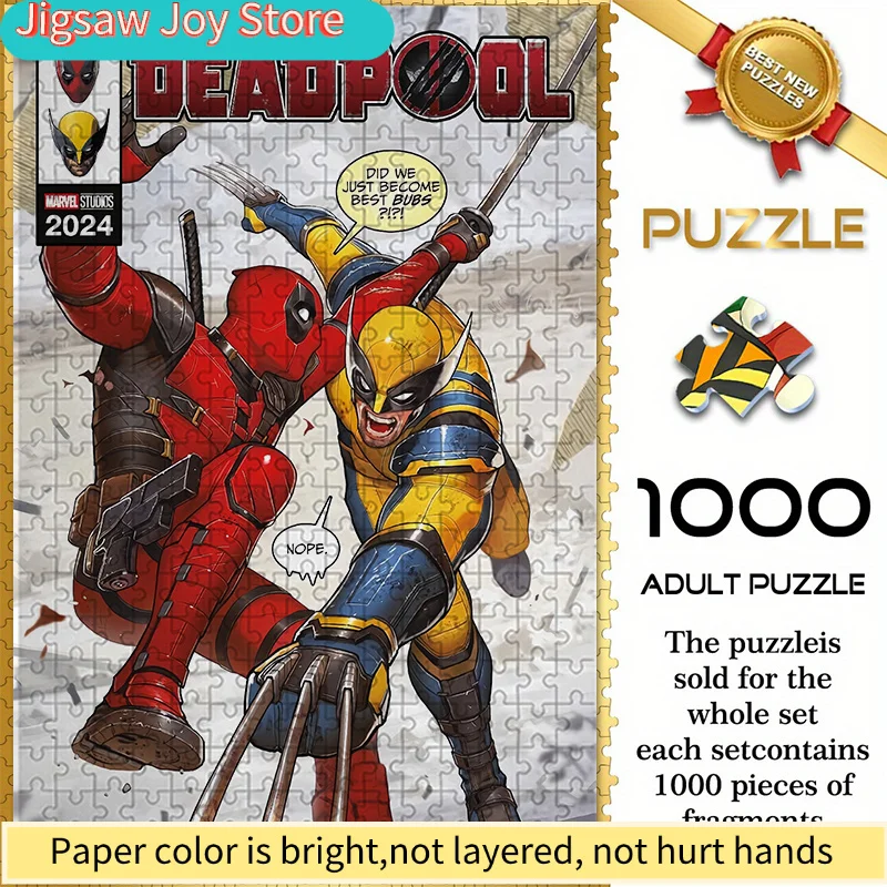 

of Marvel-Themed Seamless Puzzles Z11.1-128, Featuring Deadpool And Wolverine in a Snowy Battle with Comic-Style Interactive P