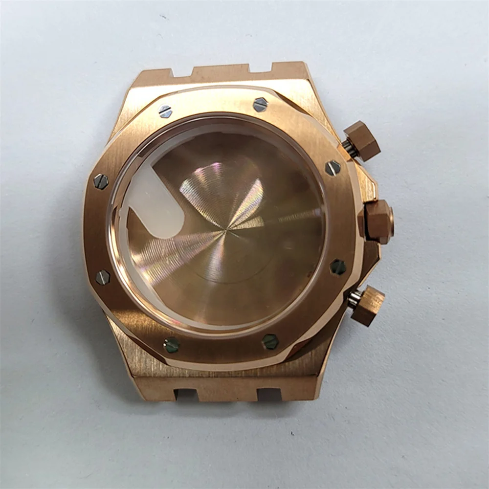 ステンレススチールストラップ + ケースセット 41mm 時計シェル + VK63 クォーツムーブメント部品用の同じ Colr ブレスレットを修正