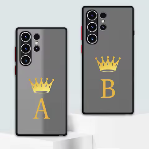 Crown 26 Letter Fashion A-F Phone Case for Samsung Galaxy S24 Ultra S23 Ultra S20 S21 FE S22 Ultra 5G S10 Plus S9 Plus Soft