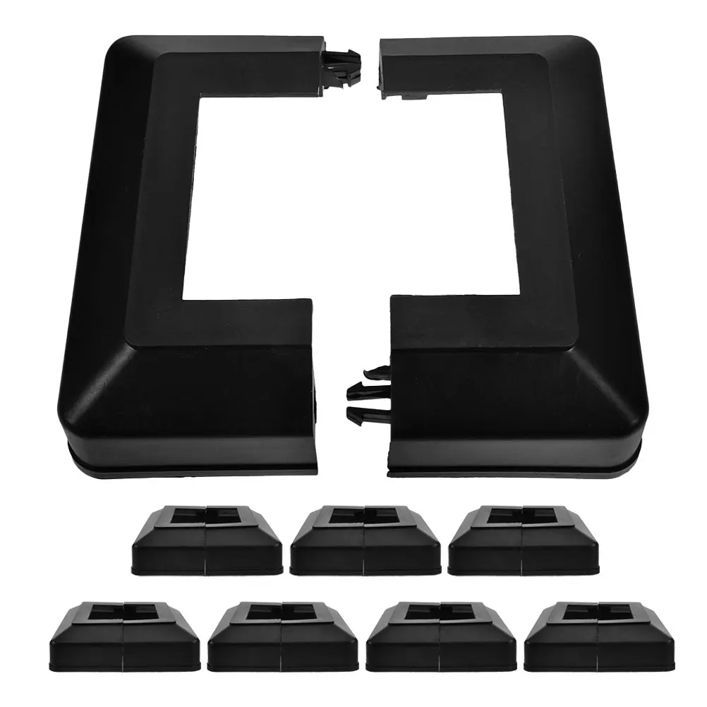 

Outdoor Square Tube Decorative Cover Deck Base Accessory Black Plastic Corridors Railing Cap Protective Split Foot Design Easy