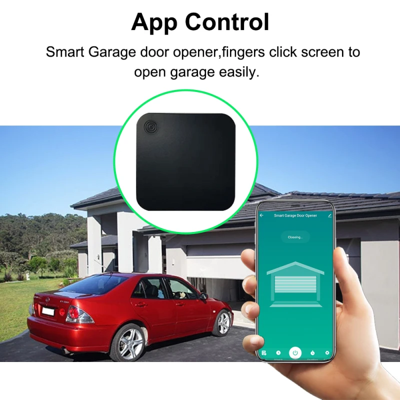 Black Tuya Wifi Garage Door Switch Intelligent Garage Door Opener Smartlife APP Remote Conrtrol Works With Alexa Google Home