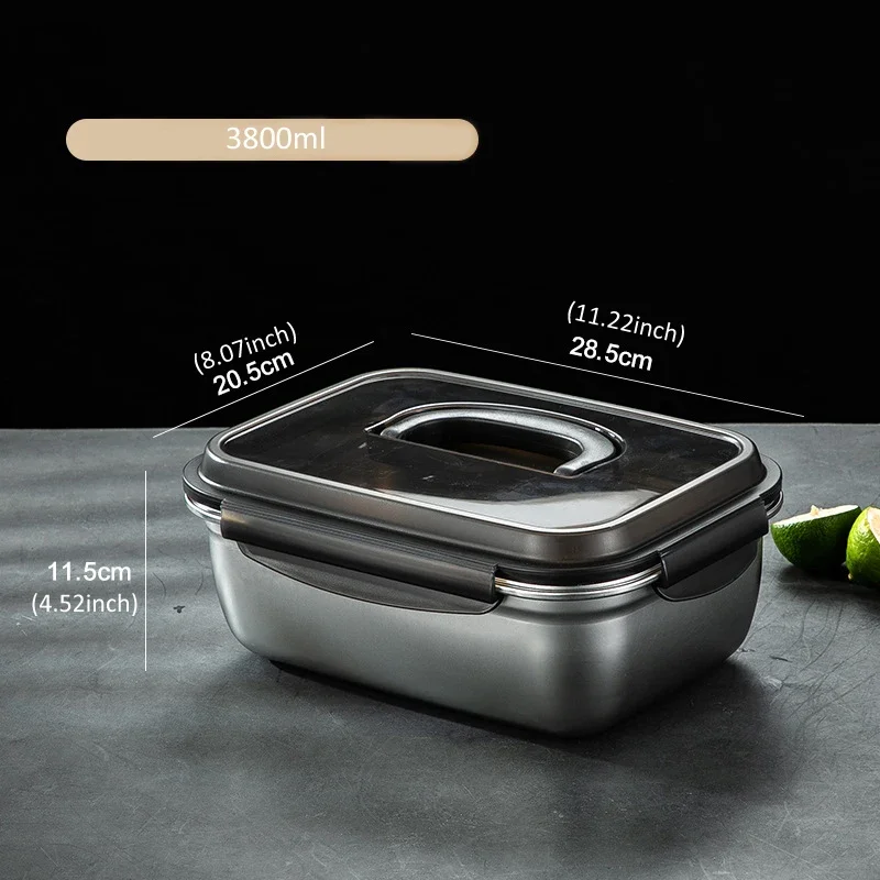 NONE 1x 304 Edelstahl Lunchbox Familien-Kühlschrank-Lebensmittelbehälter Tragbare Outdoor-Lunchboxen 7 Größen zur Auswahl 8