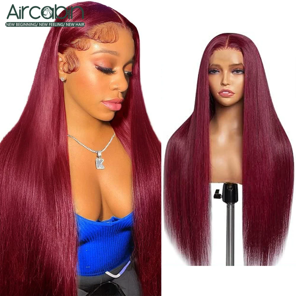 

Wigs Human Hair-99J/Burgundy Straight Wigs 13X4 Lace Glueless Wigs Human Hair Wear And Go For Women 28-32 Inches Remy Hair Wigs