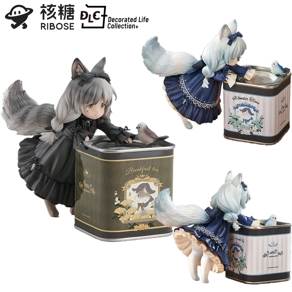 

In Stock Original Ribose Dlc Series Tea Time Cats Li Howe Li Hua Chinese Cat Kawaii Furry Cat Girls Figures Table Decoration